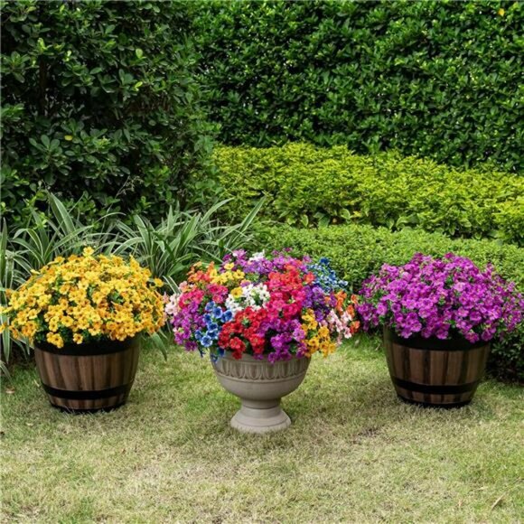 Lnoicy 20 Bundles Outdoor Fake Flowers UV Resistant Faux Plants Home Decor - Picture 6 of 7